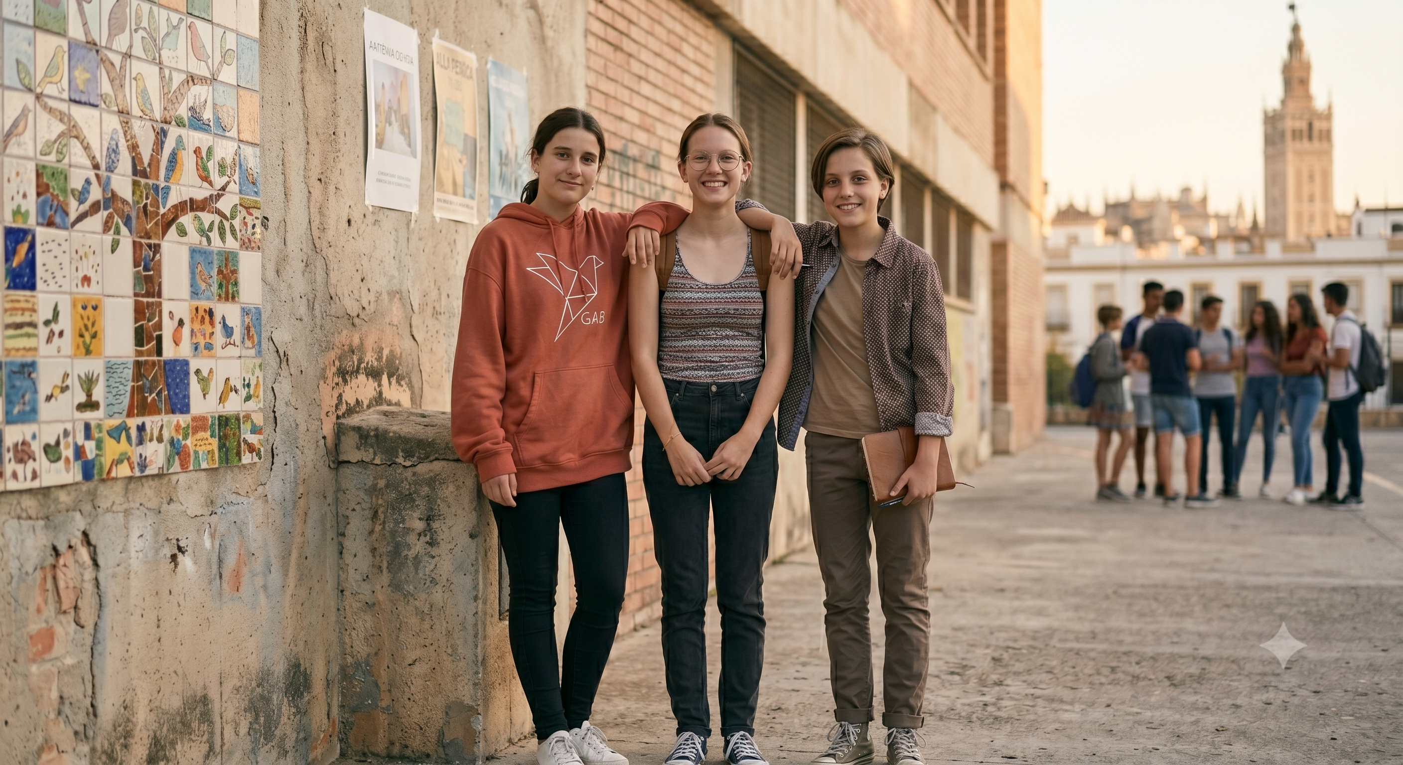 Gabi, Elena y Alex en Sevilla